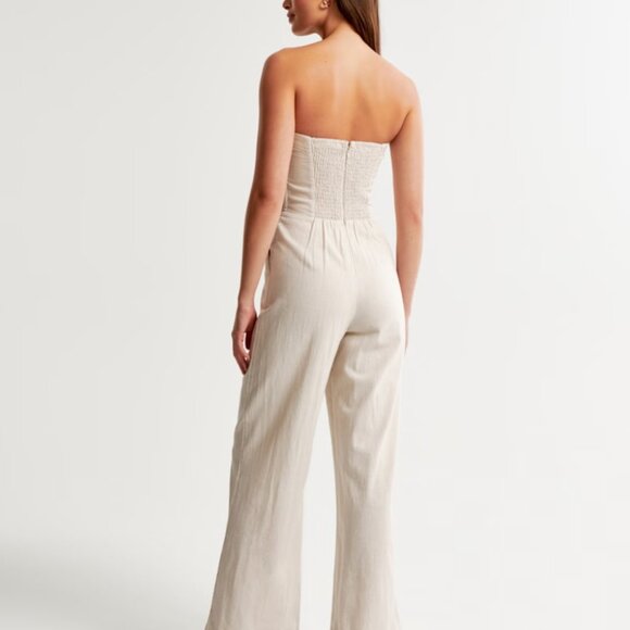 Abercrombie & Fitch Emerson Linen-Blend Strapless Jumpsuit - Size S - Picture 3 of 9